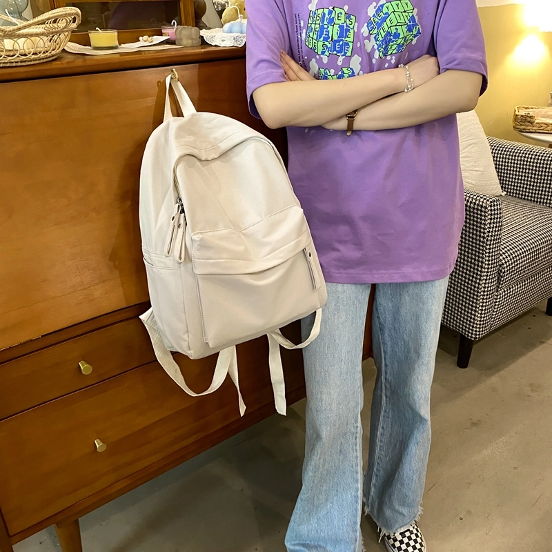 行途 大容量拉链开合 尼龙 双肩包 常规 男女同款情侣款 蓝色/绿色/粉色/白色/黑色