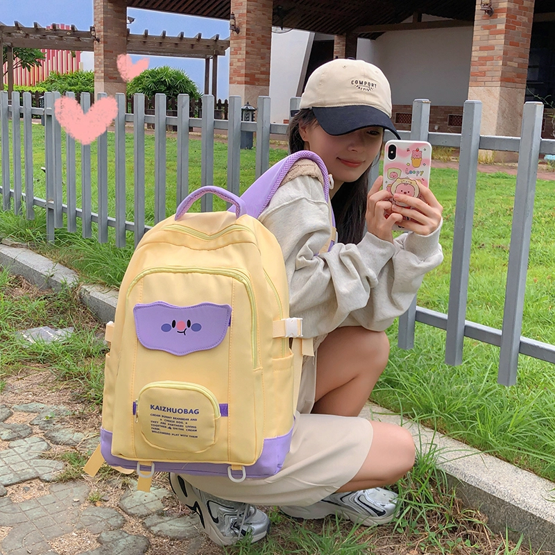 行途 学生书包女日系双肩包尼龙时尚潮流百搭休闲背包大容量中学生背包 多色