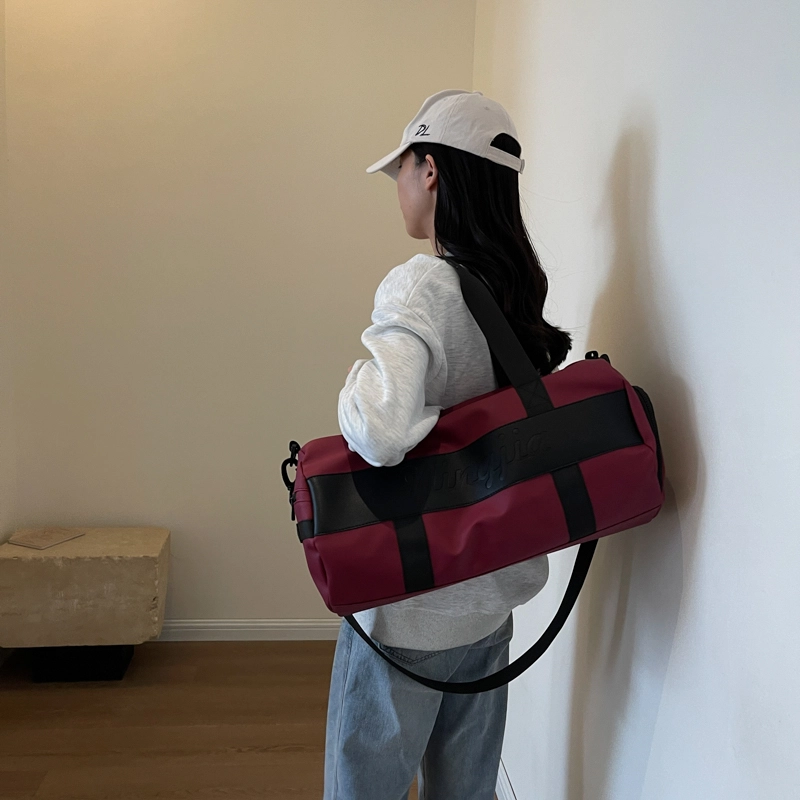 行途 干湿分离大容量瑜伽包时尚潮流轻便运动旅行包 布 健身包 中号 男女同款情侣款 黑色/粉色/酒红色/灰色/蓝色