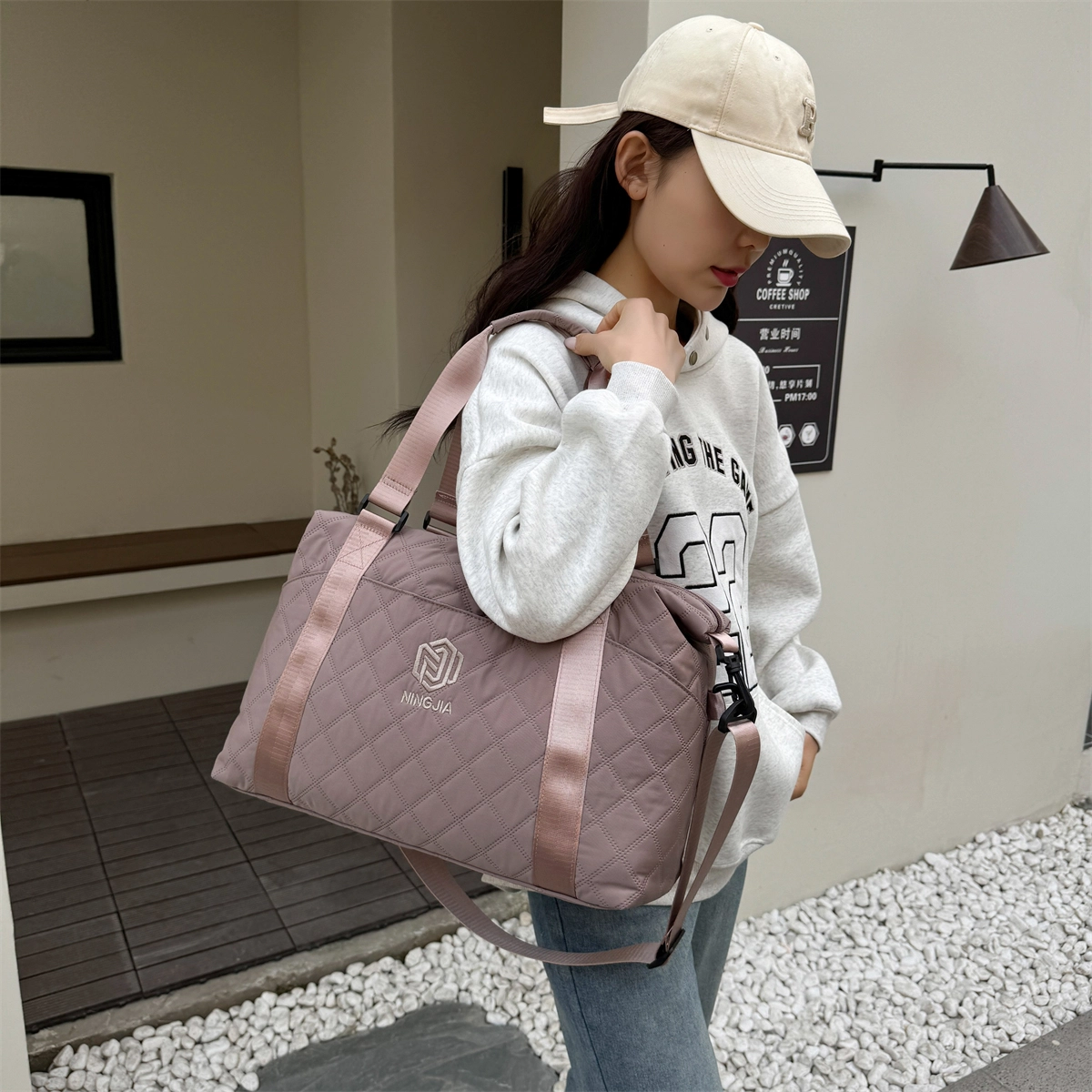 行途 大容量出差旅行袋休闲百搭单肩斜挎女包行李包外出旅行包高级感健身包