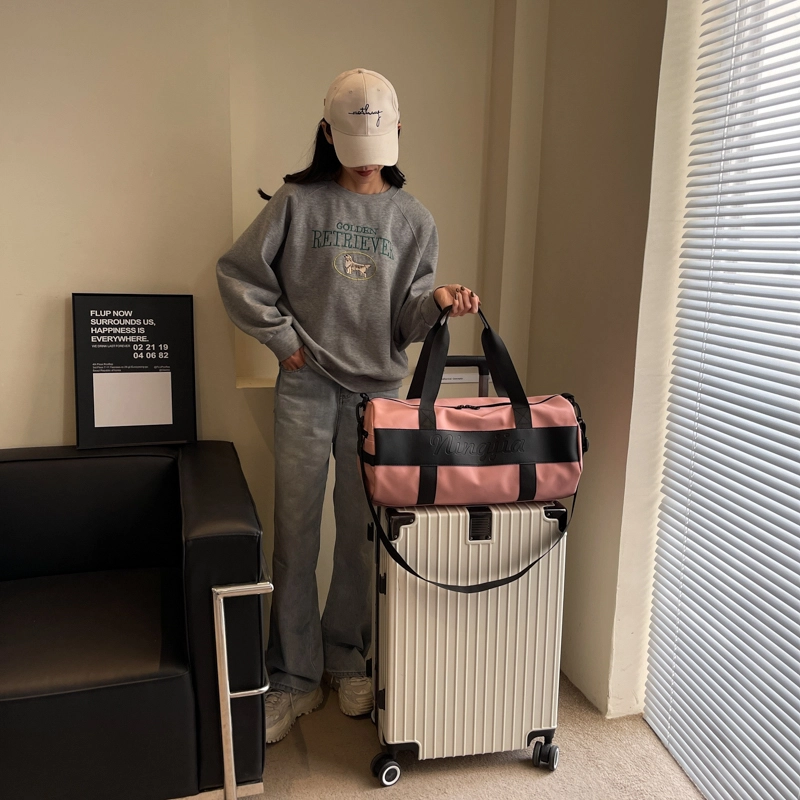 行途 干湿分离大容量瑜伽包时尚潮流轻便运动旅行包 布 健身包 中号 男女同款情侣款 黑色/粉色/酒红色/灰色/蓝色
