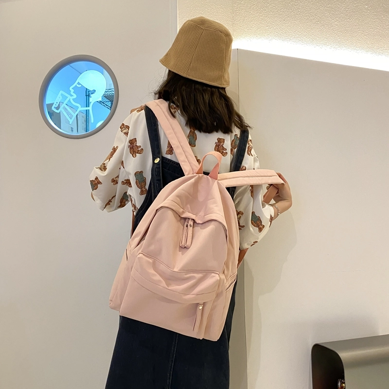 行途 大容量拉链开合 尼龙 双肩包 常规 男女同款情侣款 蓝色/绿色/粉色/白色/黑色