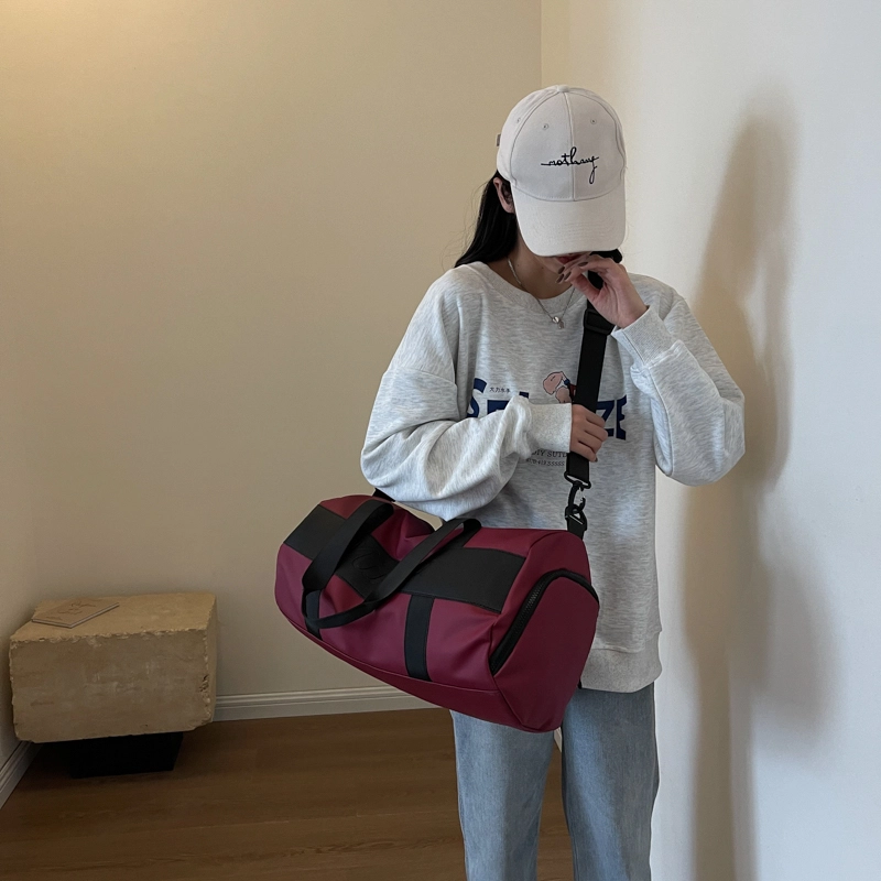 行途 干湿分离大容量瑜伽包时尚潮流轻便运动旅行包 布 健身包 中号 男女同款情侣款 黑色/粉色/酒红色/灰色/蓝色