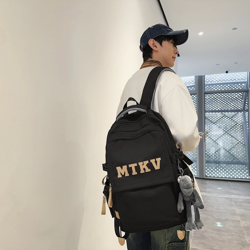 行途 韩版校园时尚拉链开合 尼龙 双肩包 常规 男女同款情侣款 黑色/白色/红色