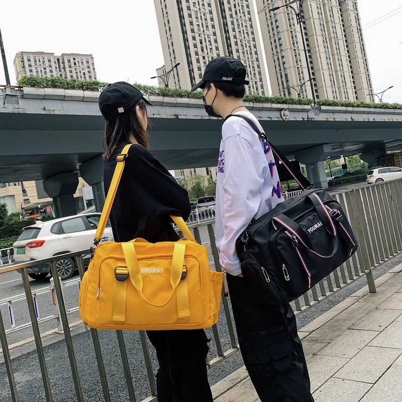 行途 干湿分离运动训练瑜伽包带鞋位大容量旅行手提防泼水斜挎包 尼龙 健身包 中号 男女同款情侣款 黑色/卡其色/黄色/粉色/红色