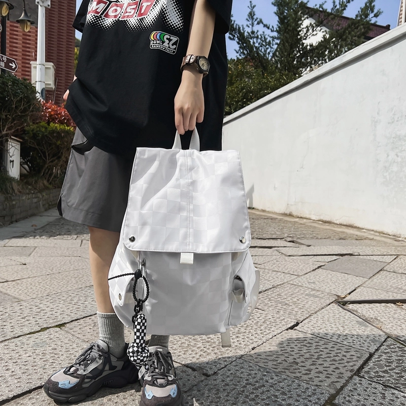 行途 休闲大容量多功能 尼龙 双肩包 常规 男女同款情侣款 黑色/白色