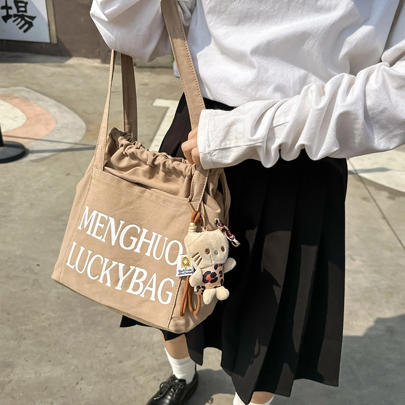 行途 休闲简约日常通勤时尚百搭 棉 单肩包 男女同款情侣款 黑色/白色/红色/黄色/卡其色/蓝色