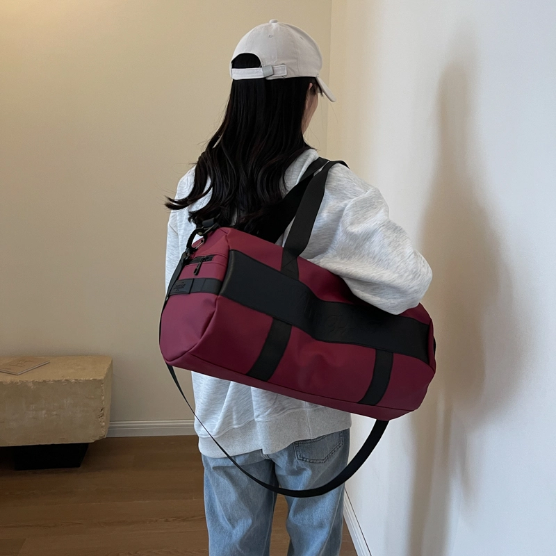 行途 干湿分离大容量瑜伽包时尚潮流轻便运动旅行包 布 健身包 中号 男女同款情侣款 黑色/粉色/酒红色/灰色/蓝色