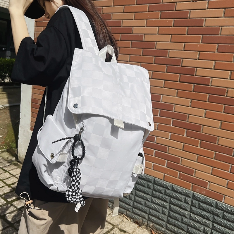 行途 休闲大容量多功能 尼龙 双肩包 常规 男女同款情侣款 黑色/白色