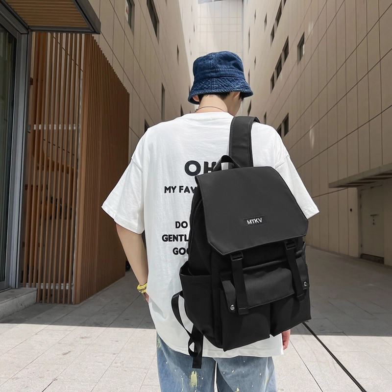 行途双肩背包潮韩版大容量初高中学生书包轻便高级简约旅行包男女通用尼龙多色