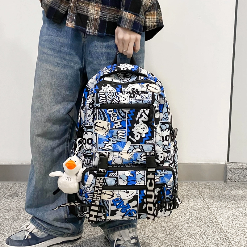 行途 学生大容量初高中校园轻便减压外出旅行 尼龙 双肩包 男女同款情侣款 黑色/红色/蓝色/紫色