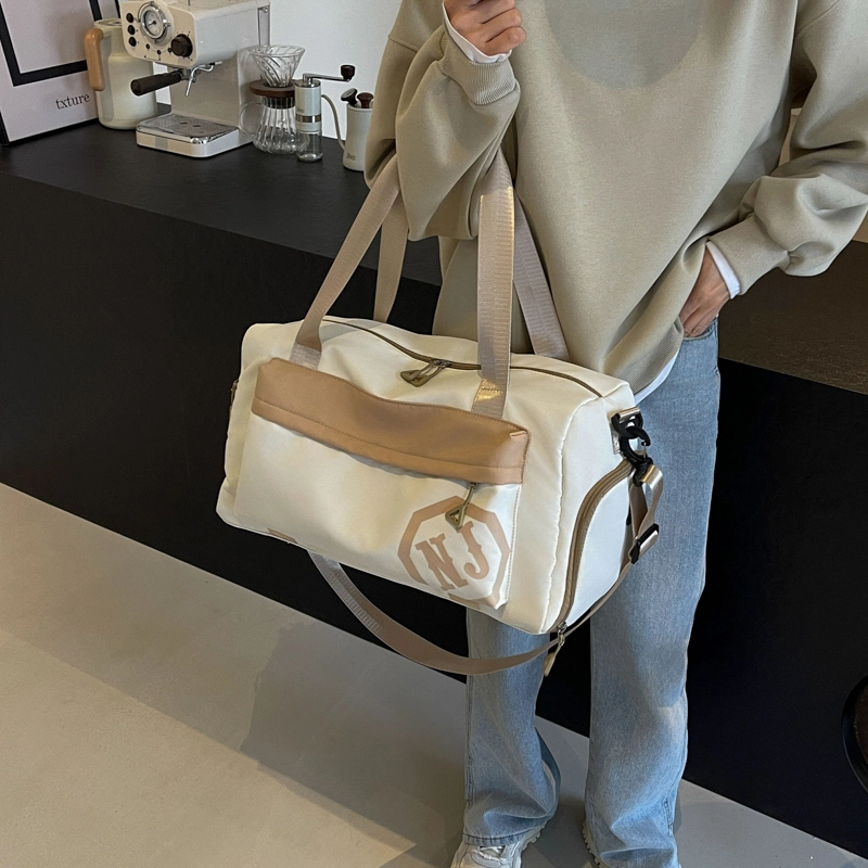 行途 大容量拼色设计 织物 手提健身包 大号 男女同款情侣款 黑色/米白色/蓝色/粉色/卡其色