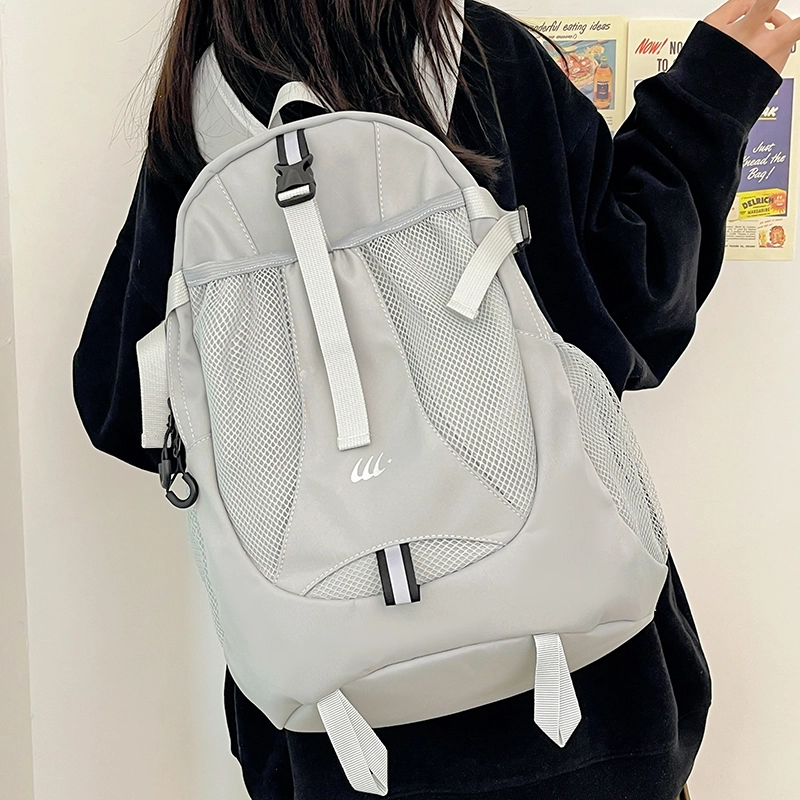 行途 轻便背包通勤女包大学生韩版背包 尼龙 双肩包 常规 男女同款情侣款 黑色/灰色