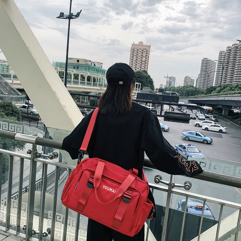 行途 干湿分离运动训练瑜伽包带鞋位大容量旅行手提防泼水斜挎包 尼龙 健身包 中号 男女同款情侣款 黑色/卡其色/黄色/粉色/红色