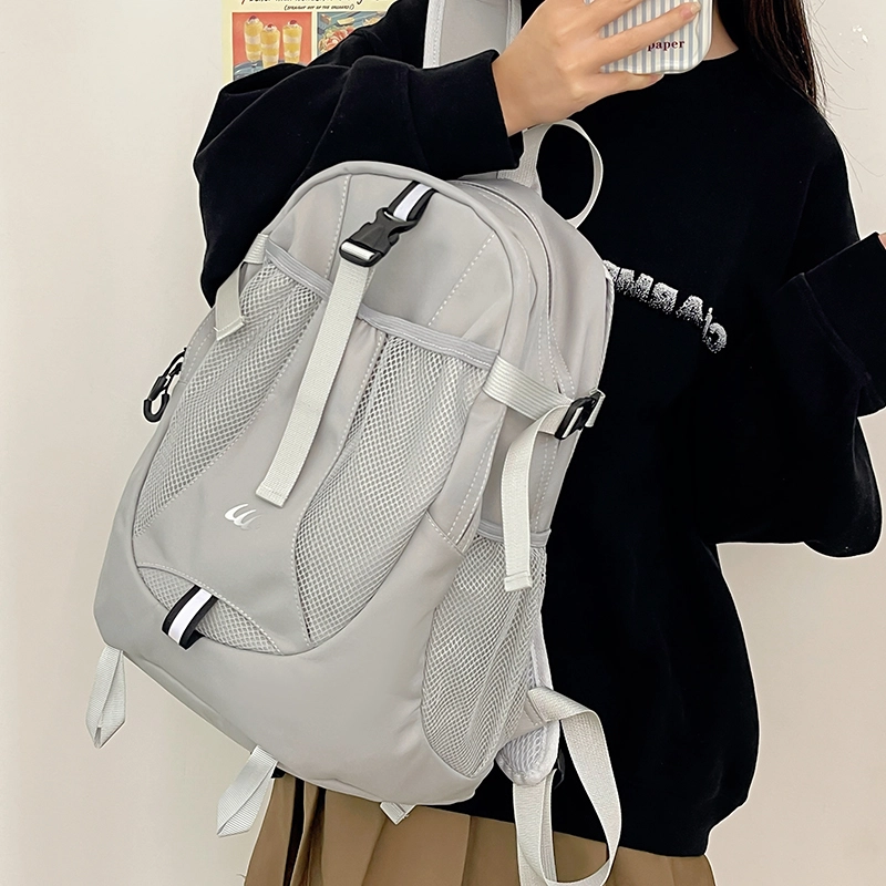 行途 轻便背包通勤女包大学生韩版背包 尼龙 双肩包 常规 男女同款情侣款 黑色/灰色