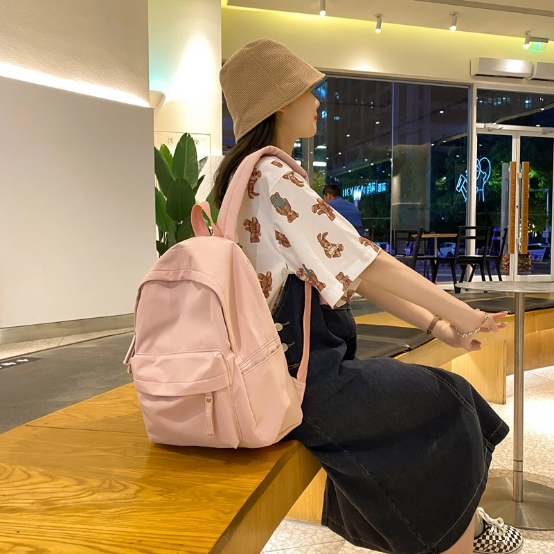 行途 大容量拉链开合 尼龙 双肩包 常规 男女同款情侣款 蓝色/绿色/粉色/白色/黑色