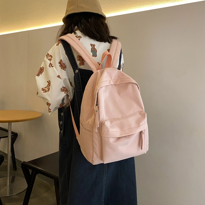 行途 大容量拉链开合 尼龙 双肩包 常规 男女同款情侣款 蓝色/绿色/粉色/白色/黑色