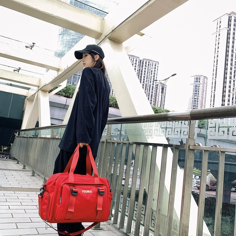 行途 干湿分离运动训练瑜伽包带鞋位大容量旅行手提防泼水斜挎包 尼龙 健身包 中号 男女同款情侣款 黑色/卡其色/黄色/粉色/红色