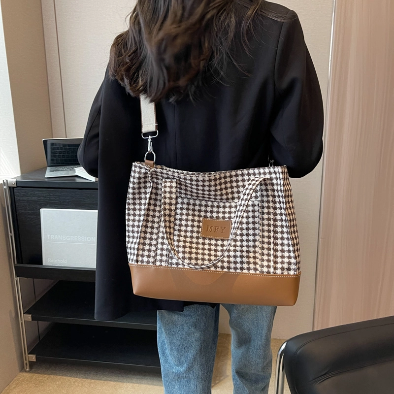 行途 千鸟格 女款 多口袋轻便 单肩包 斜挎包 帆布 多色