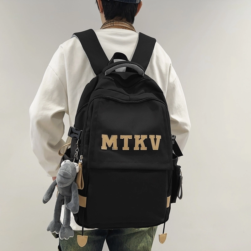 行途 韩版校园时尚拉链开合 尼龙 双肩包 常规 男女同款情侣款 黑色/白色/红色