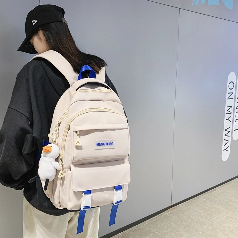 行途 大容量时尚潮流休闲简约 尼龙 双肩包 男女同款情侣款 黑色/白色/紫色/灰色