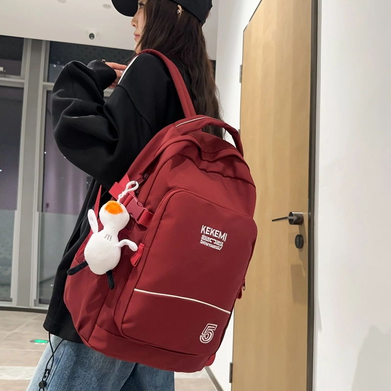 行途双肩包女休闲简约大容量电脑背包男高初中大学生书包尼龙多色