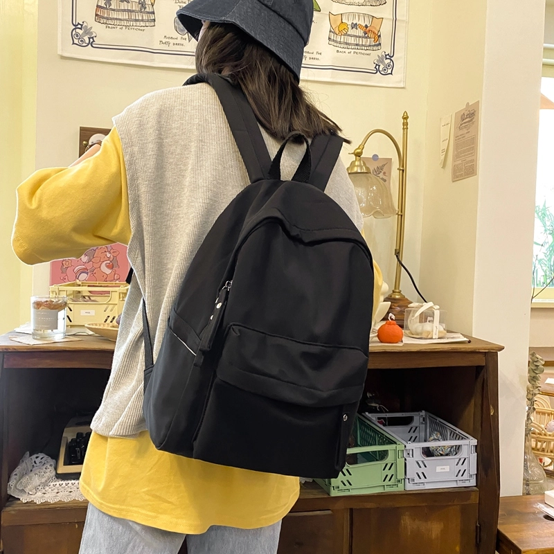 行途 大容量拉链开合 尼龙 双肩包 常规 男女同款情侣款 蓝色/绿色/粉色/白色/黑色