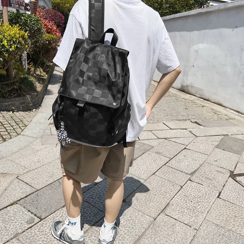 行途 休闲大容量多功能 尼龙 双肩包 常规 男女同款情侣款 黑色/白色
