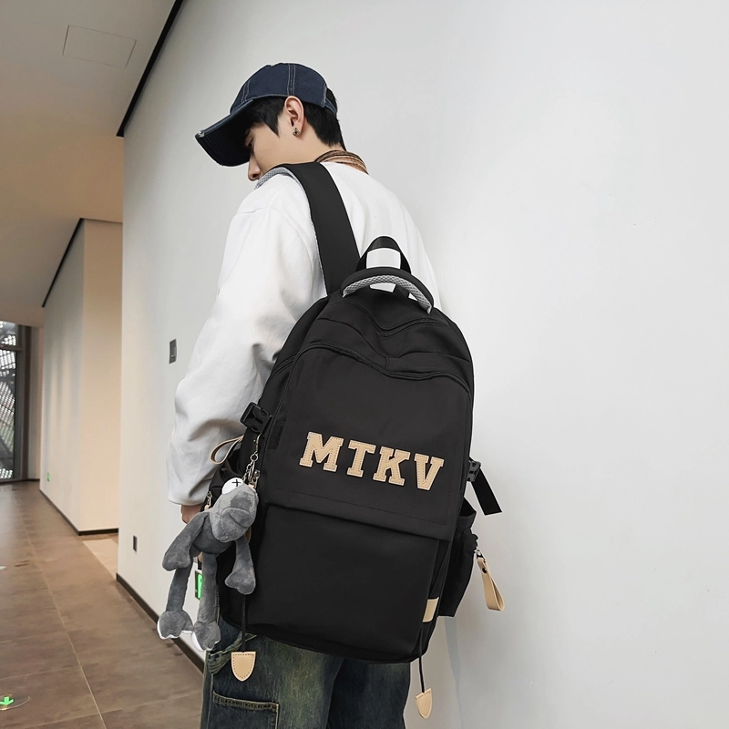 行途 韩版校园时尚拉链开合 尼龙 双肩包 常规 男女同款情侣款 黑色/白色/红色