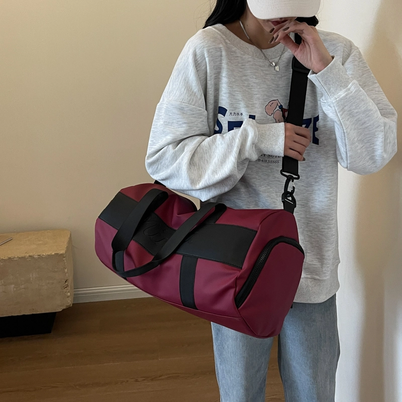 行途 干湿分离大容量瑜伽包时尚潮流轻便运动旅行包 布 健身包 中号 男女同款情侣款 黑色/粉色/酒红色/灰色/蓝色