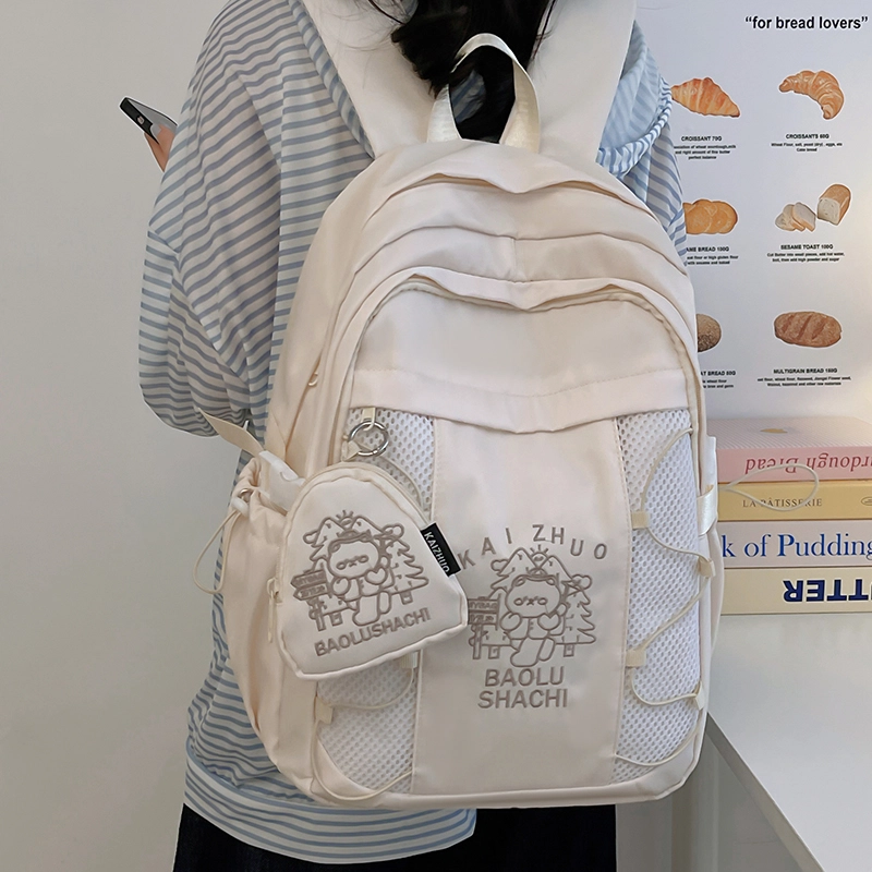 行途 百搭轻便休闲简约 尼龙 双肩包 女款 粉色/蓝色/黑色/紫色/米白色