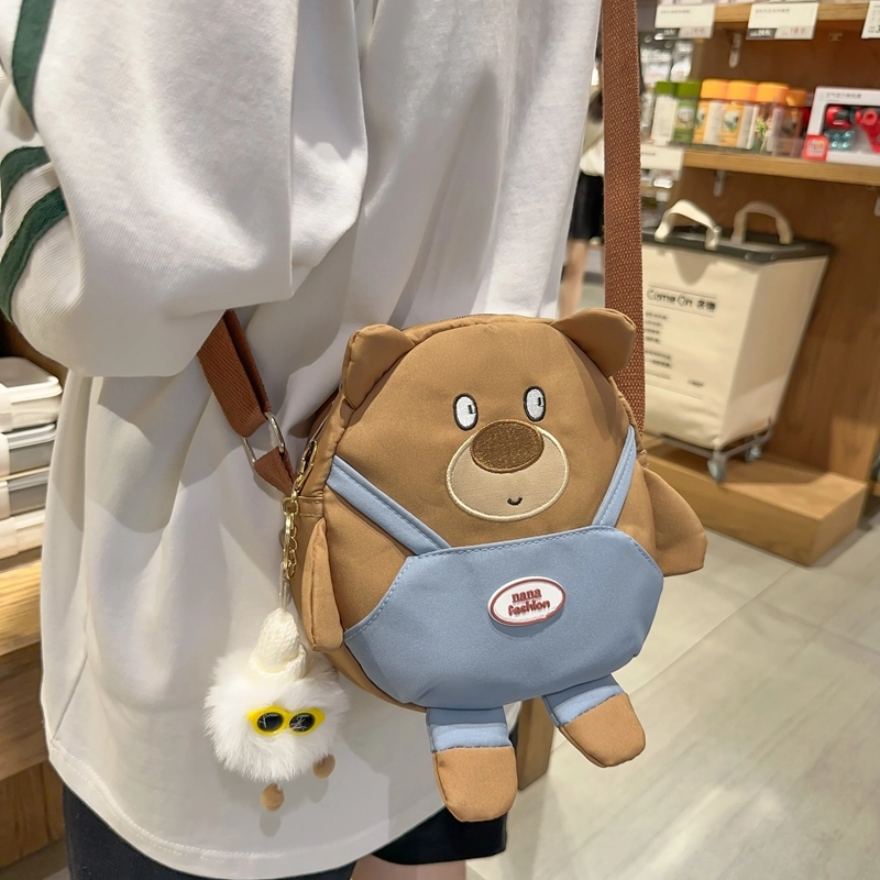 可爱小狗带挂件卡通 尼龙 单肩包斜挎包 常规 女款 黑色/白色/卡其色/棕色