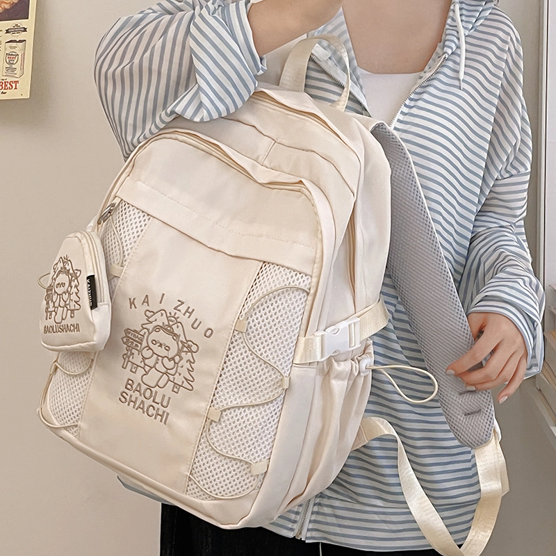 行途 百搭轻便休闲简约 尼龙 双肩包 女款 粉色/蓝色/黑色/紫色/米白色