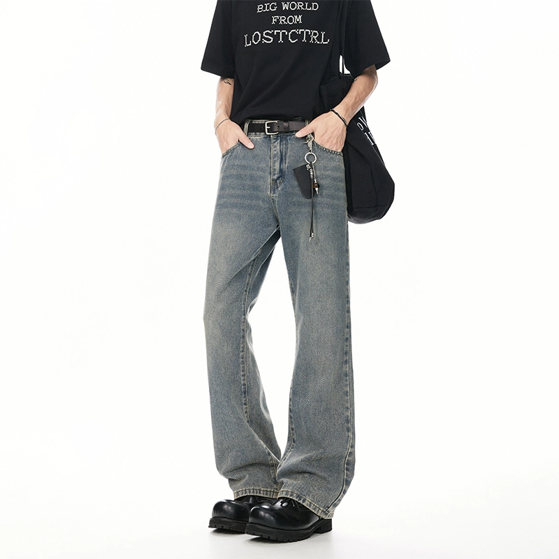 奇迹街区 美式复古水洗做旧宽松垂感百搭牛仔裤 男女同款