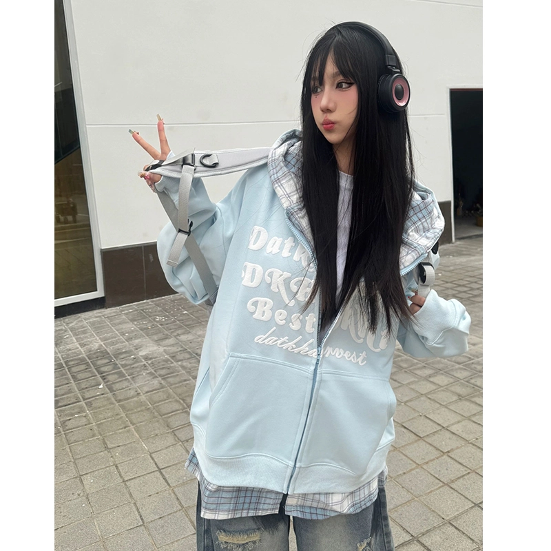 奇迹街区 国潮美式字母宽松情侣重磅长袖上衣帽衫连帽卫衣 男女同款