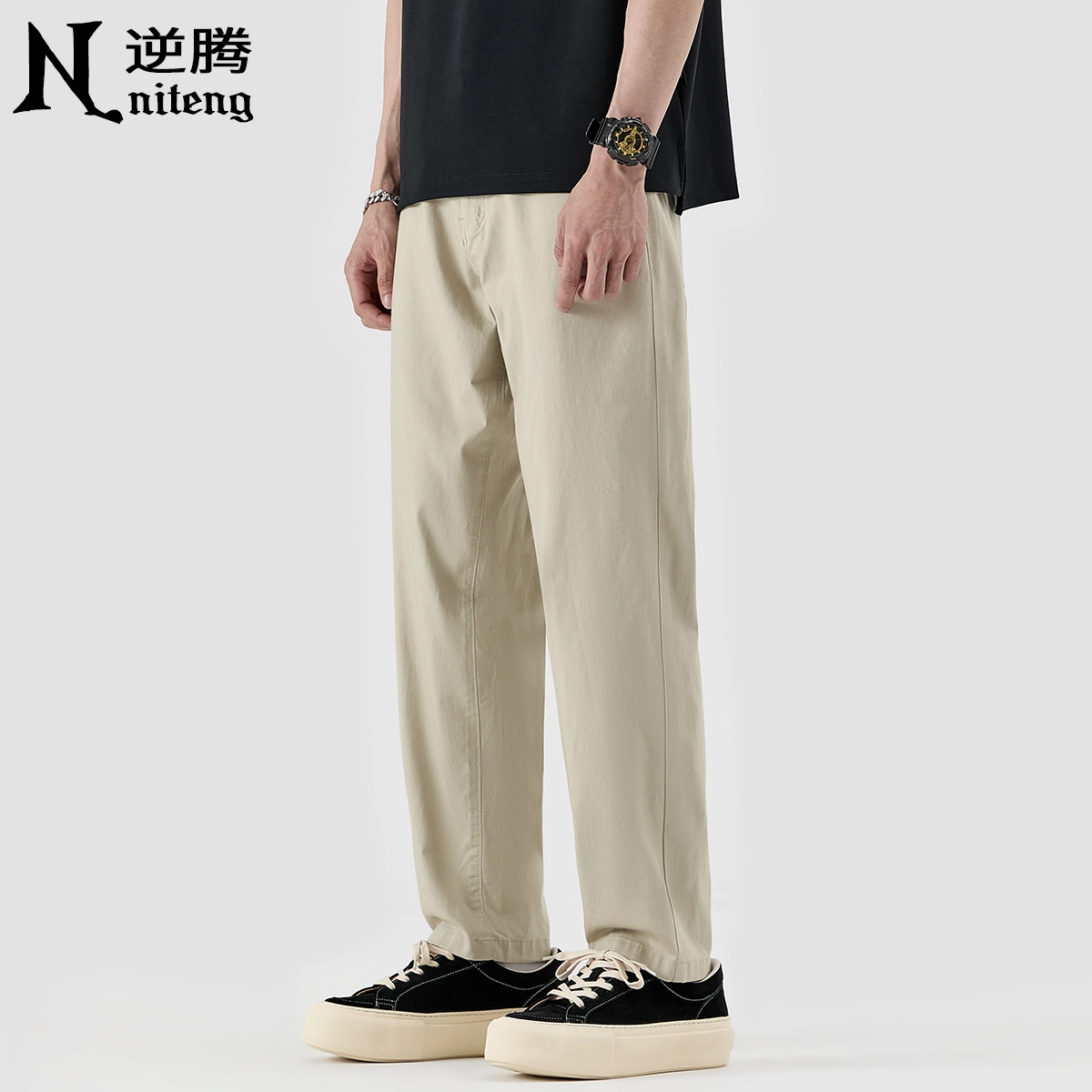 逆腾 潮牌宽松锥形九分休闲裤 男款