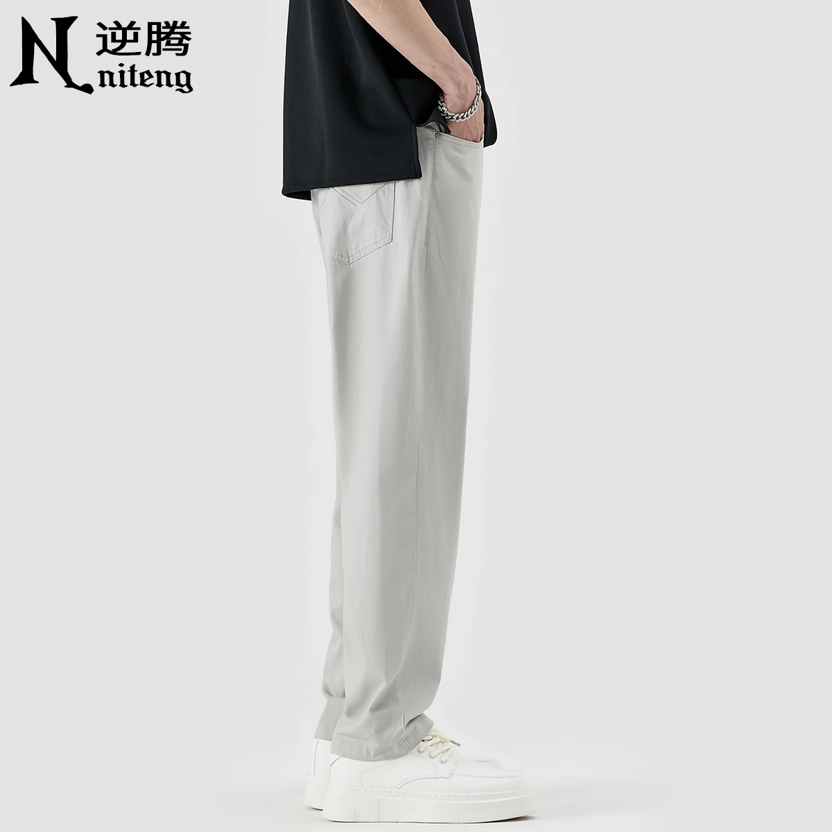 逆腾 潮牌宽松锥形九分休闲裤 男款