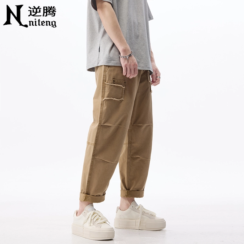 逆腾 潮牌宽松伐木舒适百搭休闲裤 男款 卡其色