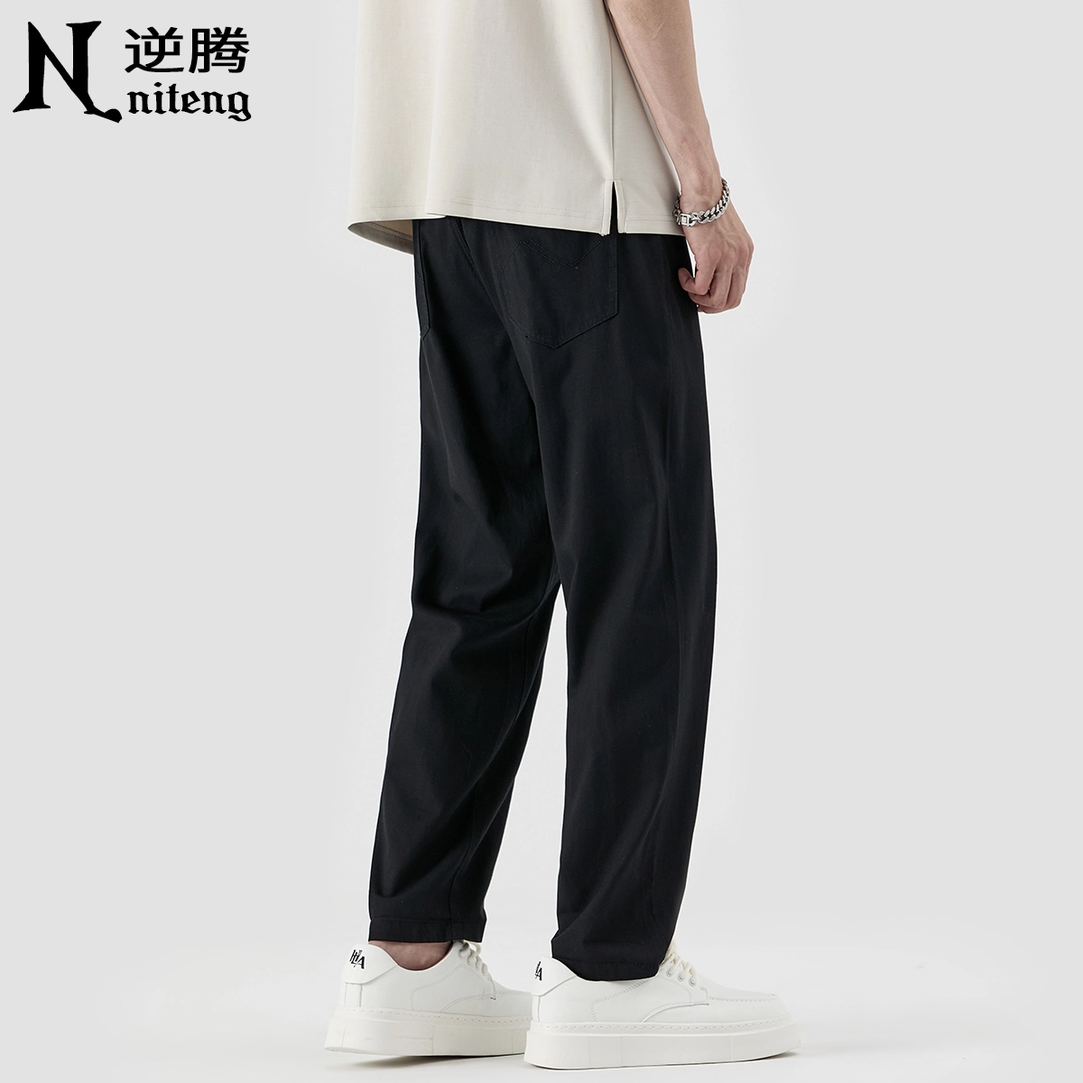 逆腾 潮牌宽松锥形九分休闲裤 男款
