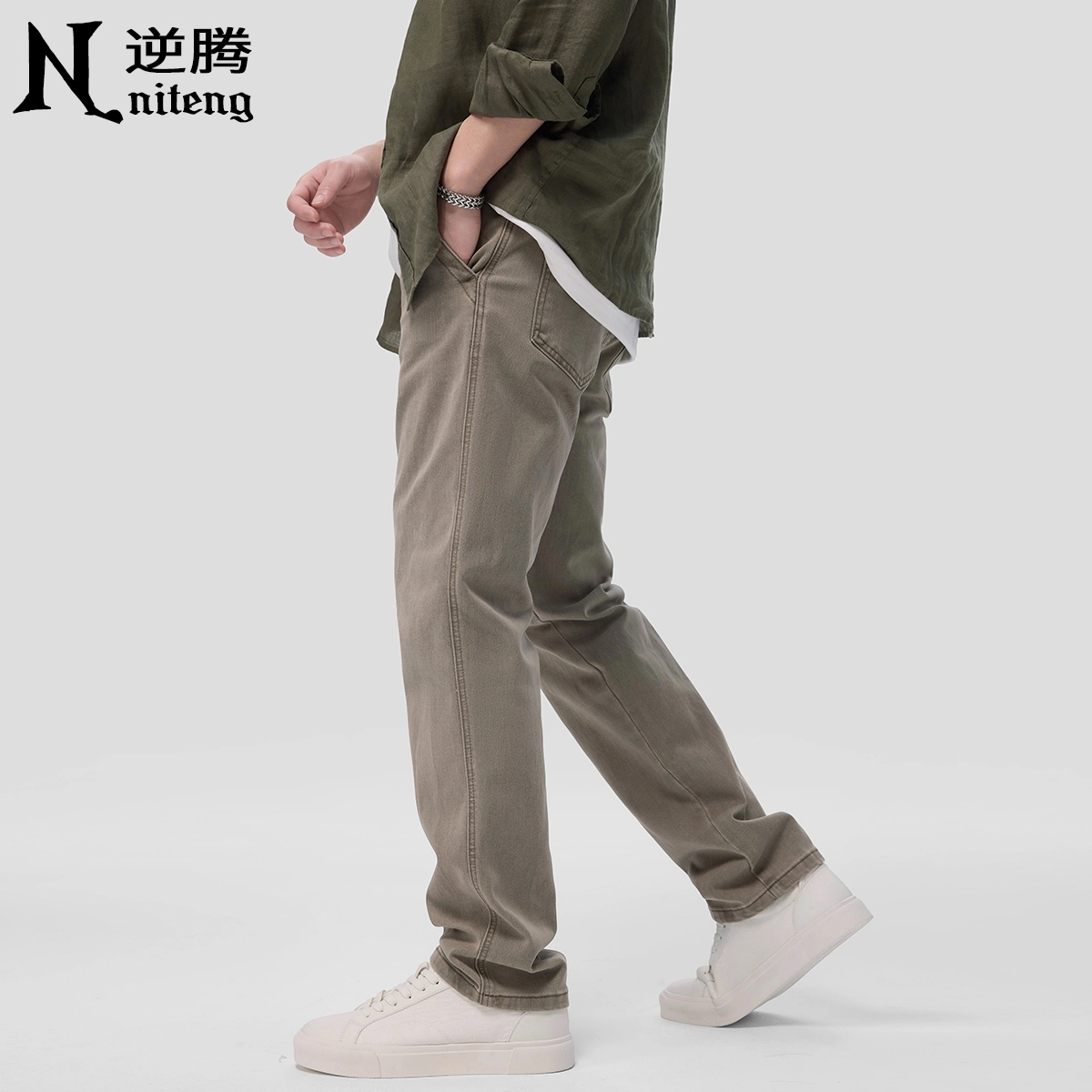 逆腾 潮牌美式弹力直筒工装休闲裤 男款