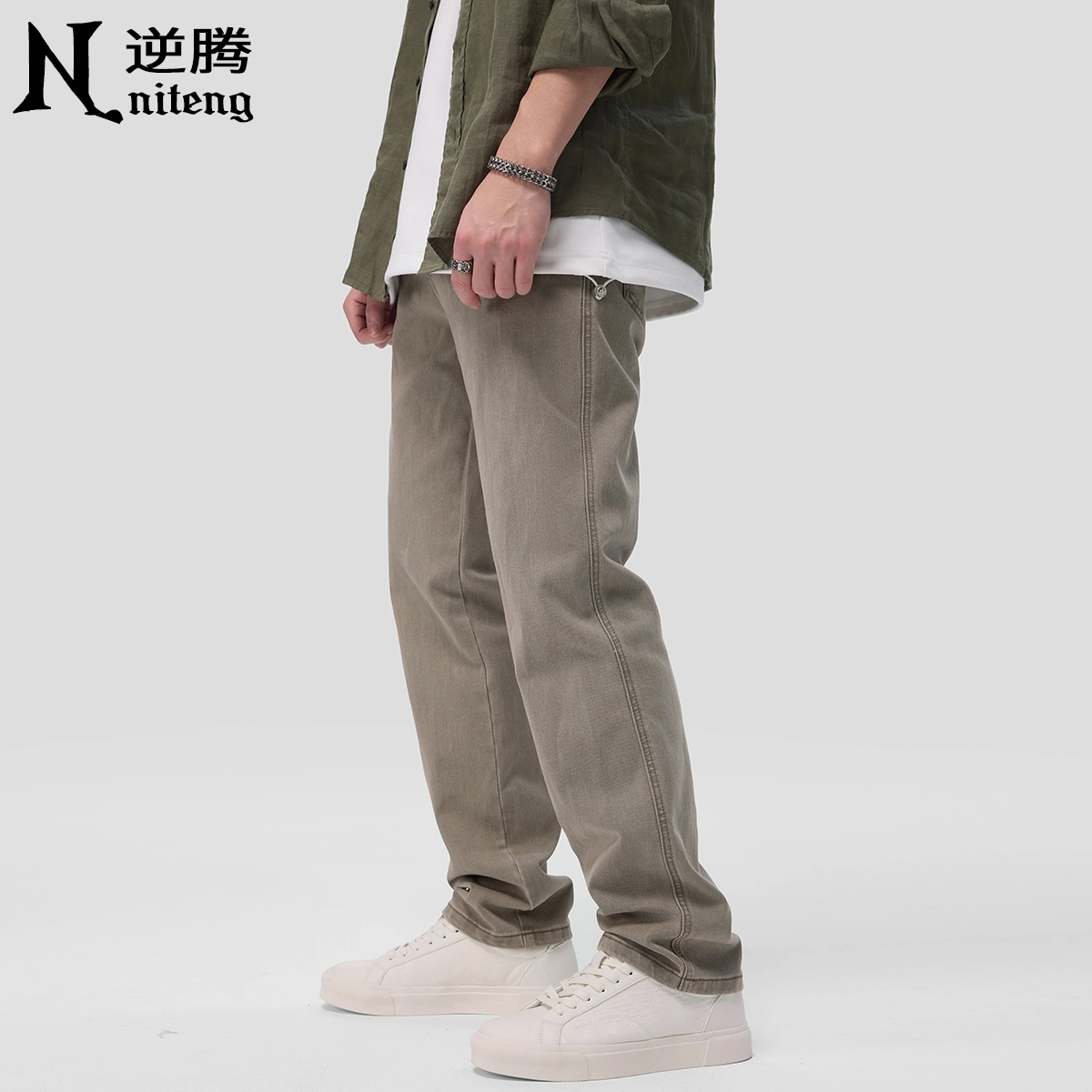 逆腾 潮牌美式弹力直筒工装休闲裤 男款