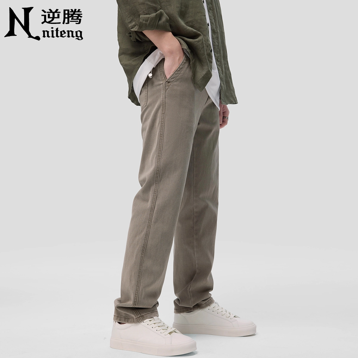 逆腾 潮牌美式弹力直筒工装休闲裤 男款