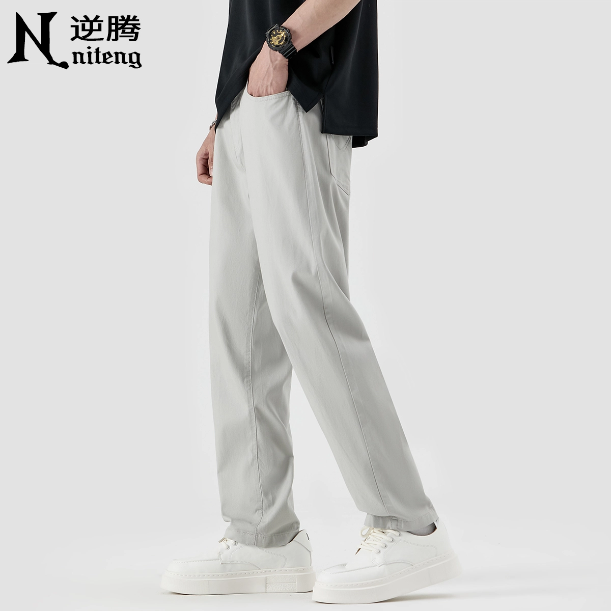 逆腾 潮牌宽松锥形九分休闲裤 男款