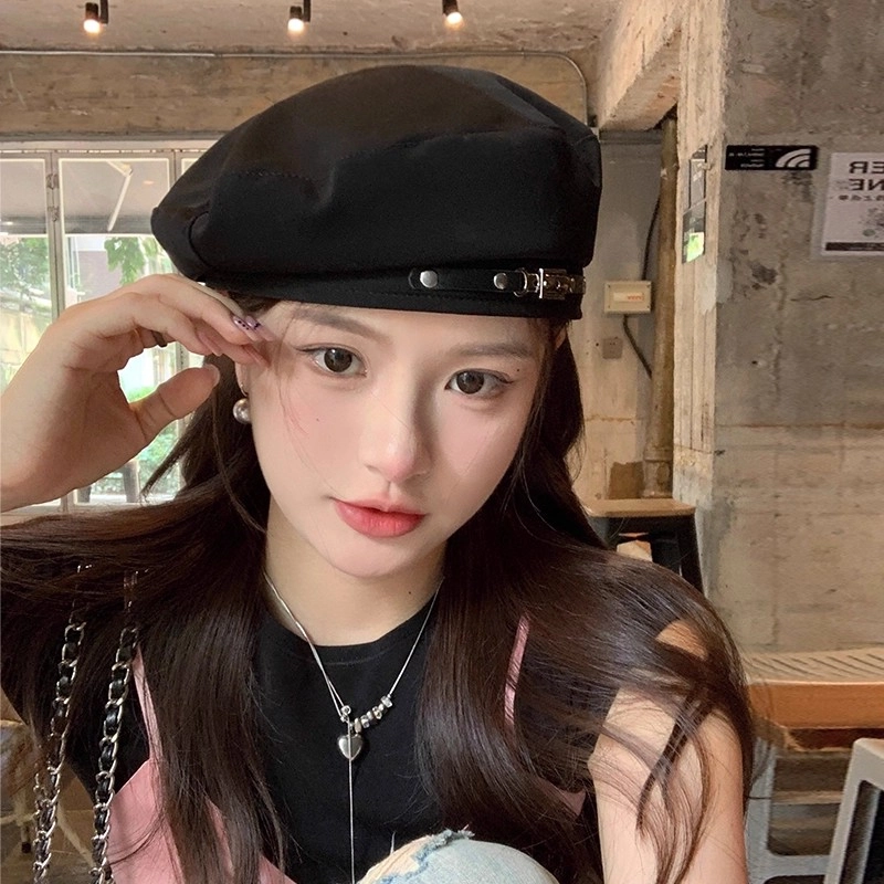 杨同学 时尚复古显脸小设计感小众 涤纶 贝雷帽 女款 米色/卡其/黑色