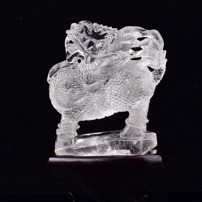 灵运宝 转运招财麒麟 晶体干净天然 白水晶 摆件 男女同款情侣款