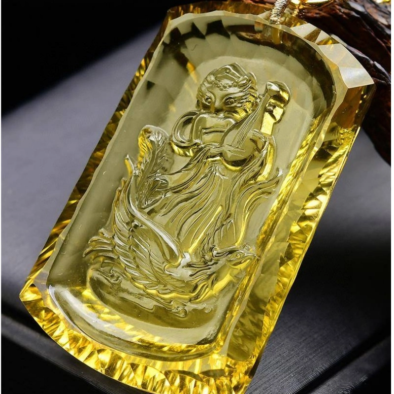 灵运宝 【师傅已加能量】#转运招财千禧面净磁场能量强天然 黄水晶 吊坠 男女同款情侣款