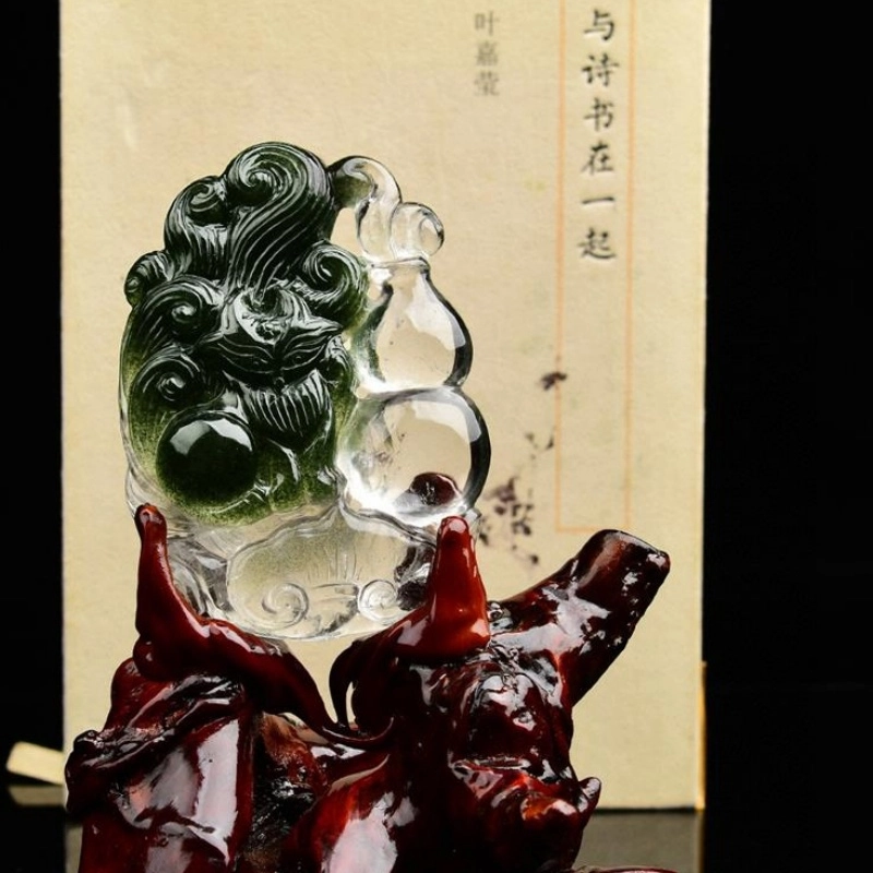 灵运宝 【师傅已加能量】#转运巴西俏色九尾狐狸 葫芦配证晶体干净磁场能量强天然 绿幽灵 摆件 男女同款情侣款