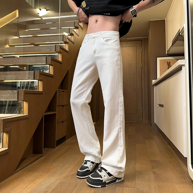 微喇阔腿裤夏季薄款舒适直筒宽松长子美式潮牌高街风日常通勤时尚简约帅气流显瘦基础垂感休闲春百搭纯色痞牛仔裤 男女同款