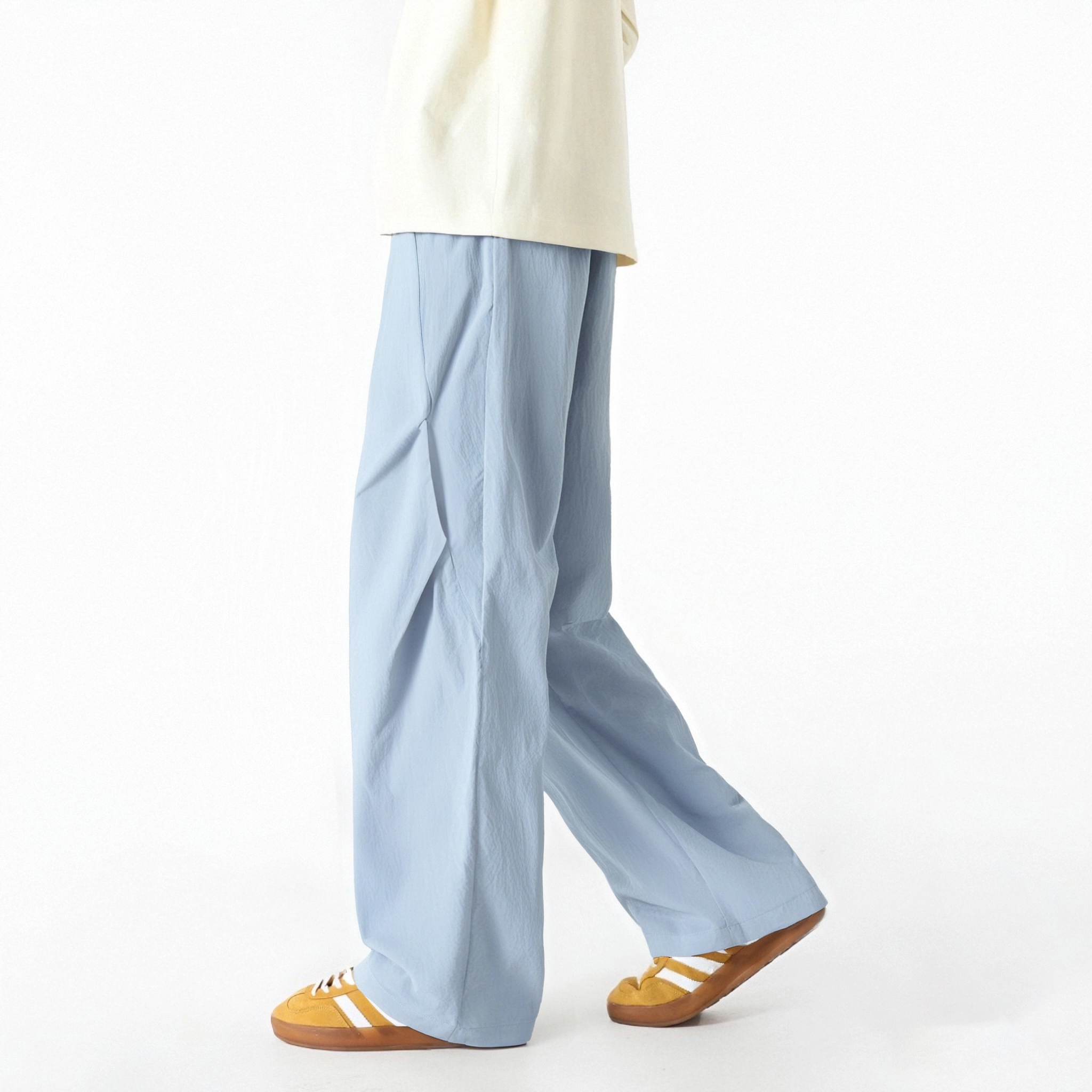图兰朵 夏季冰丝凉感薄款基础款解构伞兵美式复古高街机能风宽松百搭简约阔腿弯刀裤速干直筒工装休闲裤 男女同款