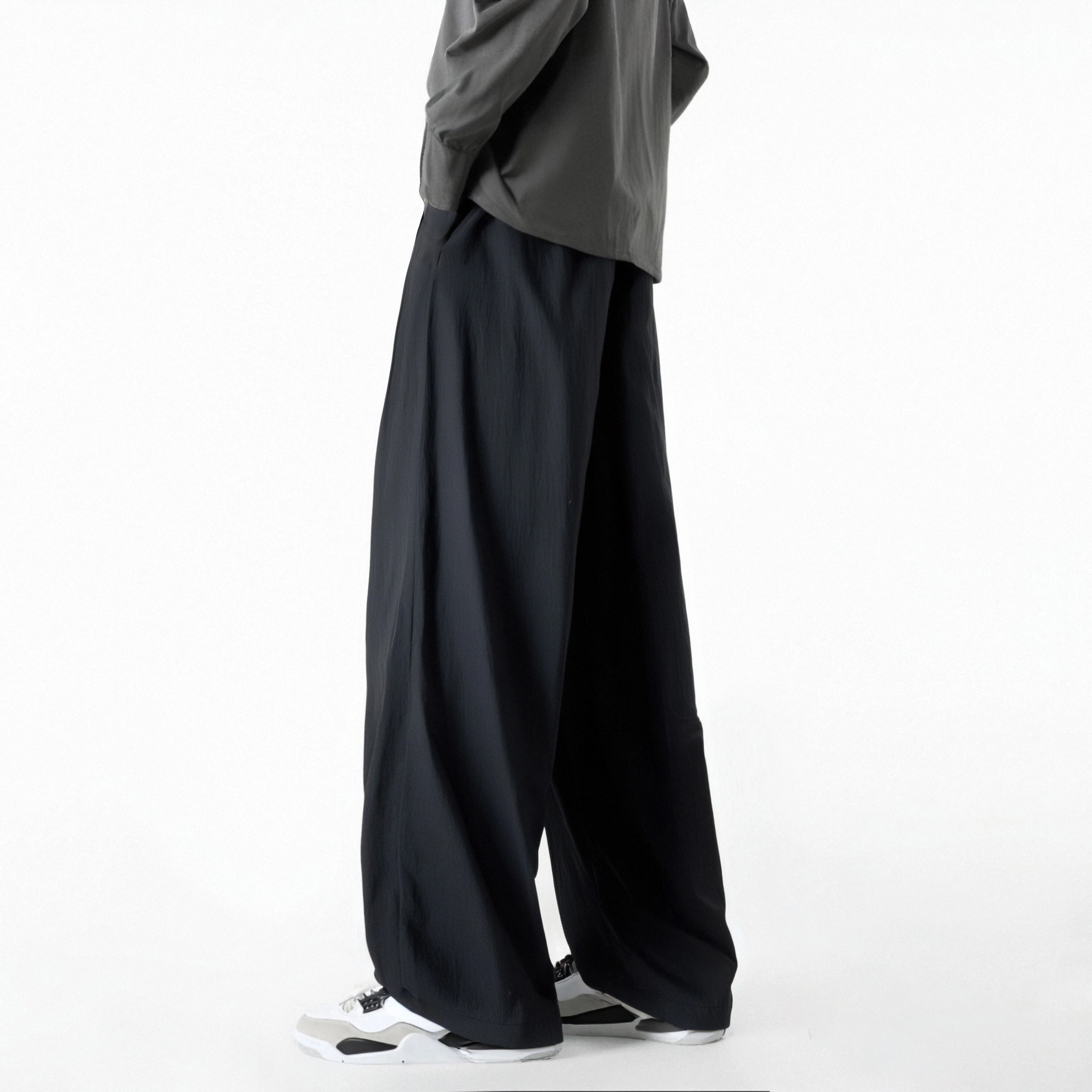 图兰朵 夏季冰丝凉感薄款基础款解构伞兵美式复古高街机能风宽松百搭简约阔腿弯刀裤速干直筒工装休闲裤 男女同款